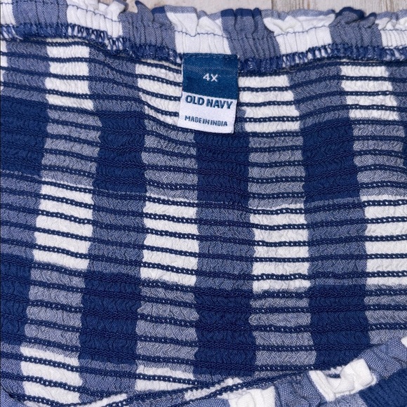 Old Navy Smocked Fit & Flare Mini Dress Plus Size 4X Flutter Sleeve Gingham Blue - Picture 8 of 15